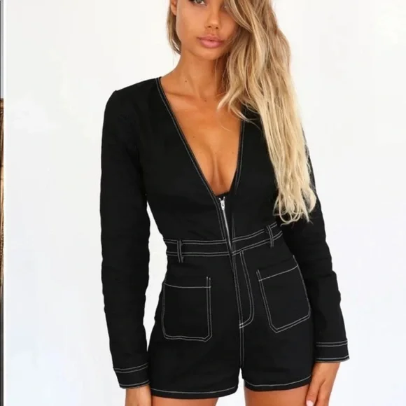 Black Romper Sz S - Picture 1 of 4